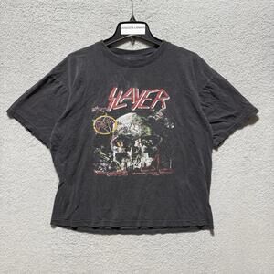 Vintage Slayer Band T-Shirt Skull Graphic XL Hoss Tee USA Metal Rock Tee Black